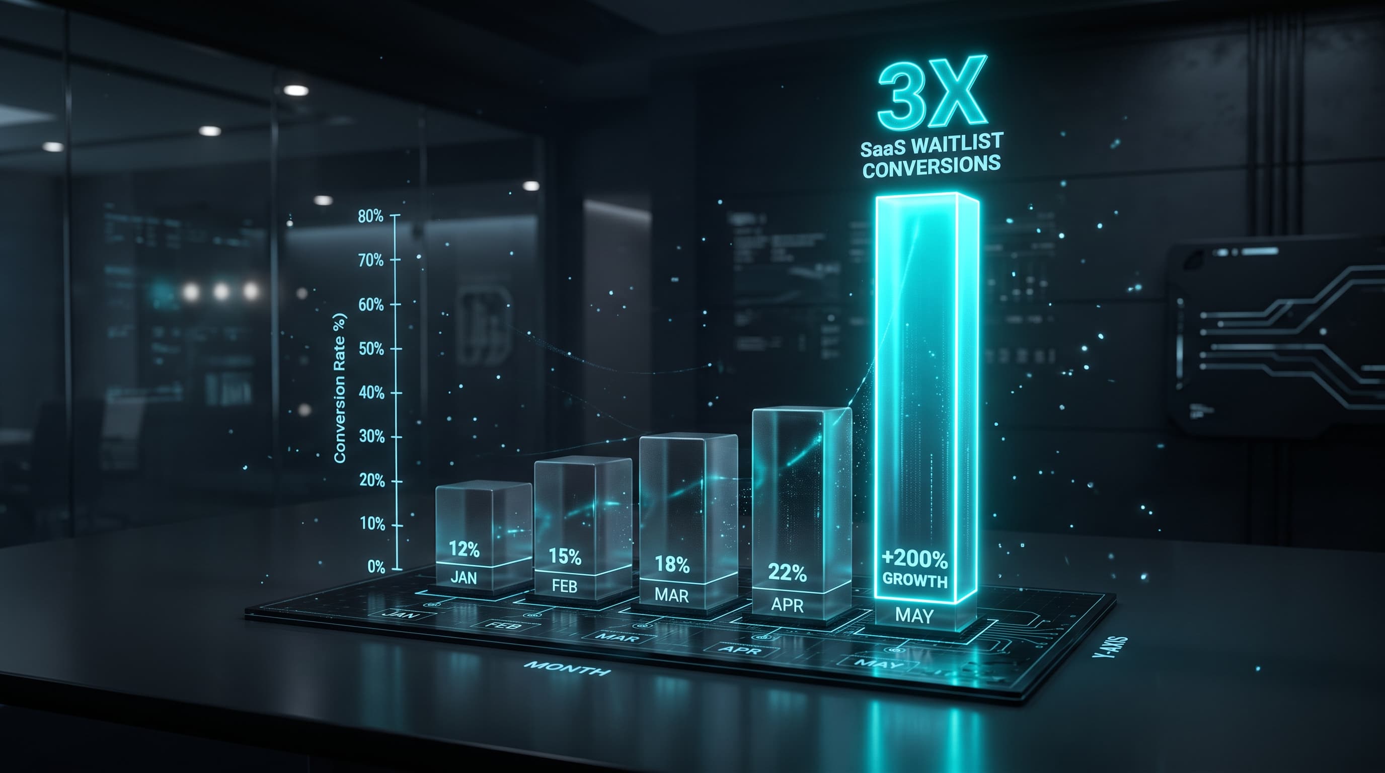 3x Conversion Rate Growth Chart for SaaS Waitlist Launch